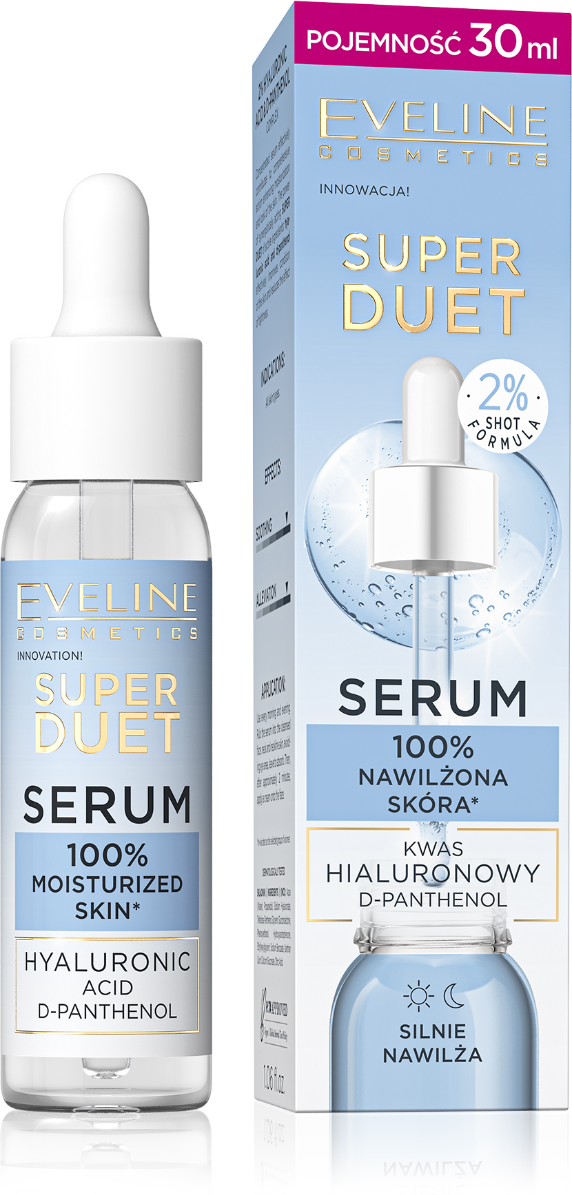 Eveline Super Duet Serum cu acid hialuronic și complex D-Panthenol 30ml