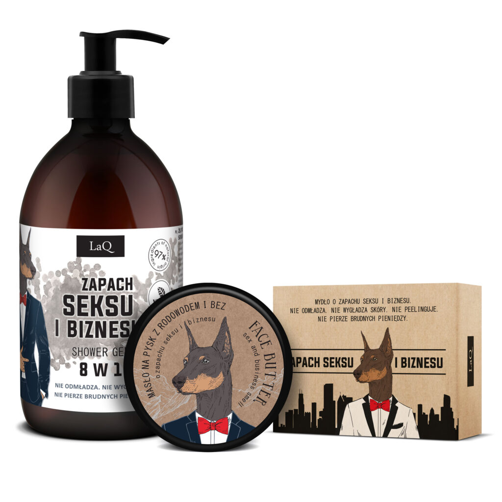 Set pentru bărbați LaQ Gel de duș + unt de față + săpun în baton