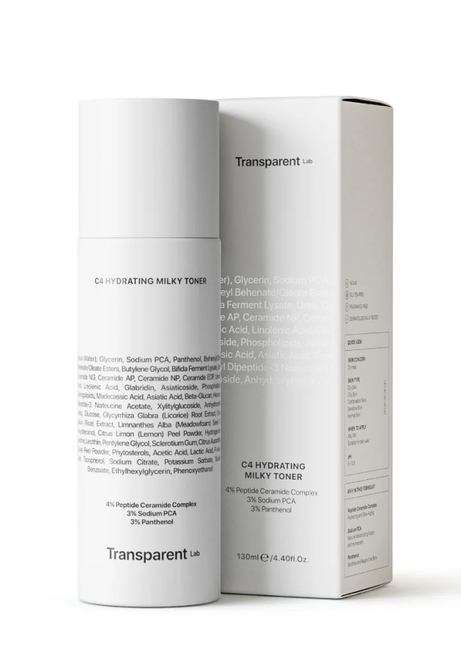Transparent Lab C4 Hydrating Milky Toner Tonik do Twarzy Wzmacniający Barierę Hydrolipidową 130ml