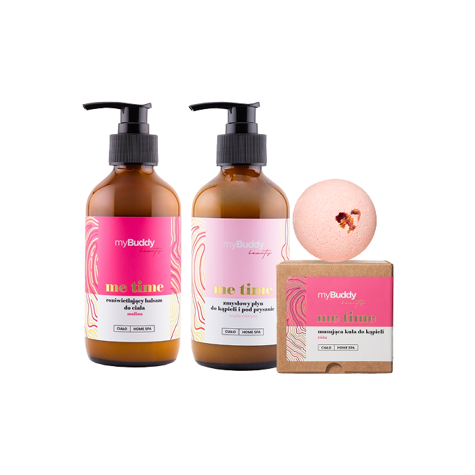 Set myBuddy Pink Body SPA Ball + lichid de baie + loțiune