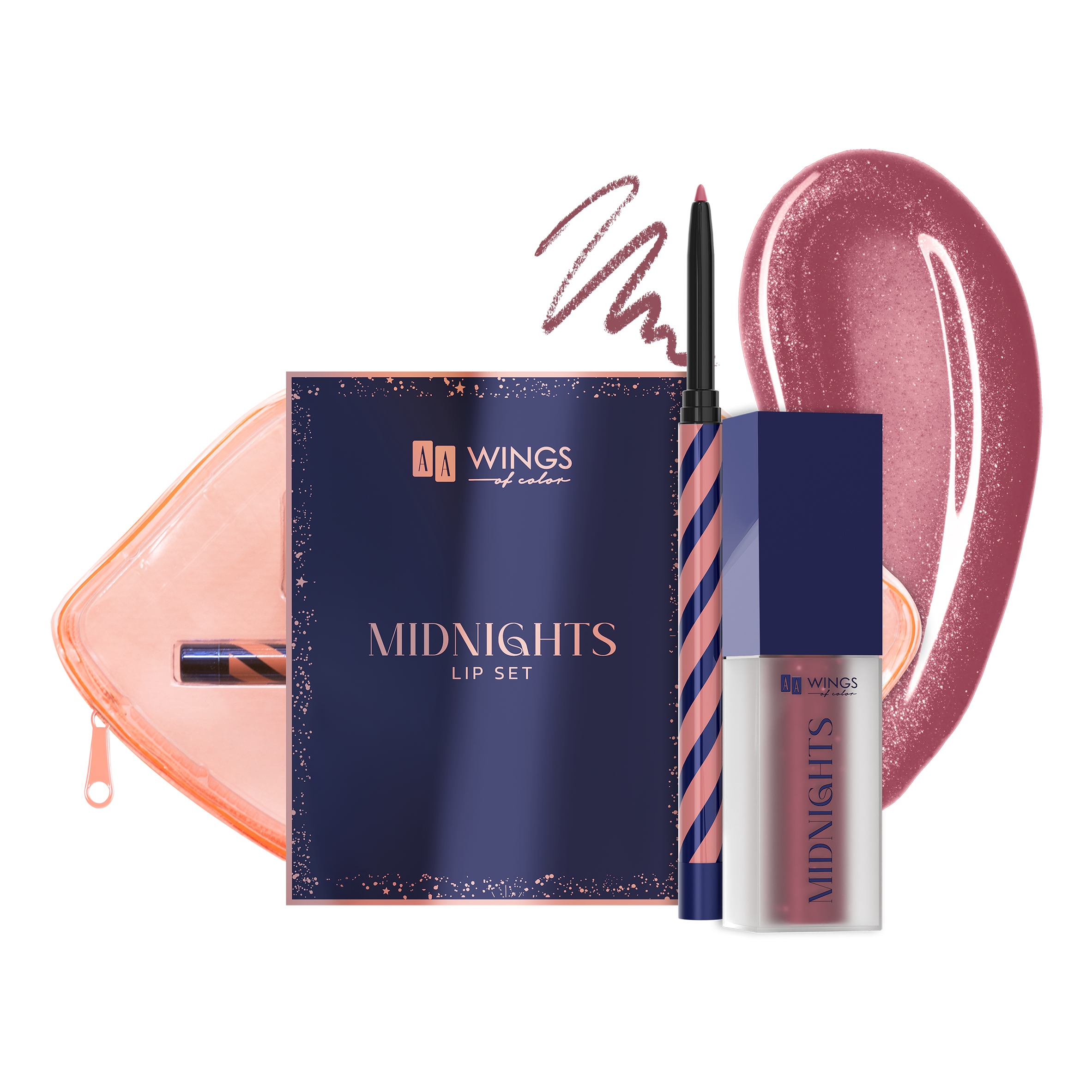 AA Wings of Color Kit de machiaj pentru buze Midnights 02 Moonlit Blush