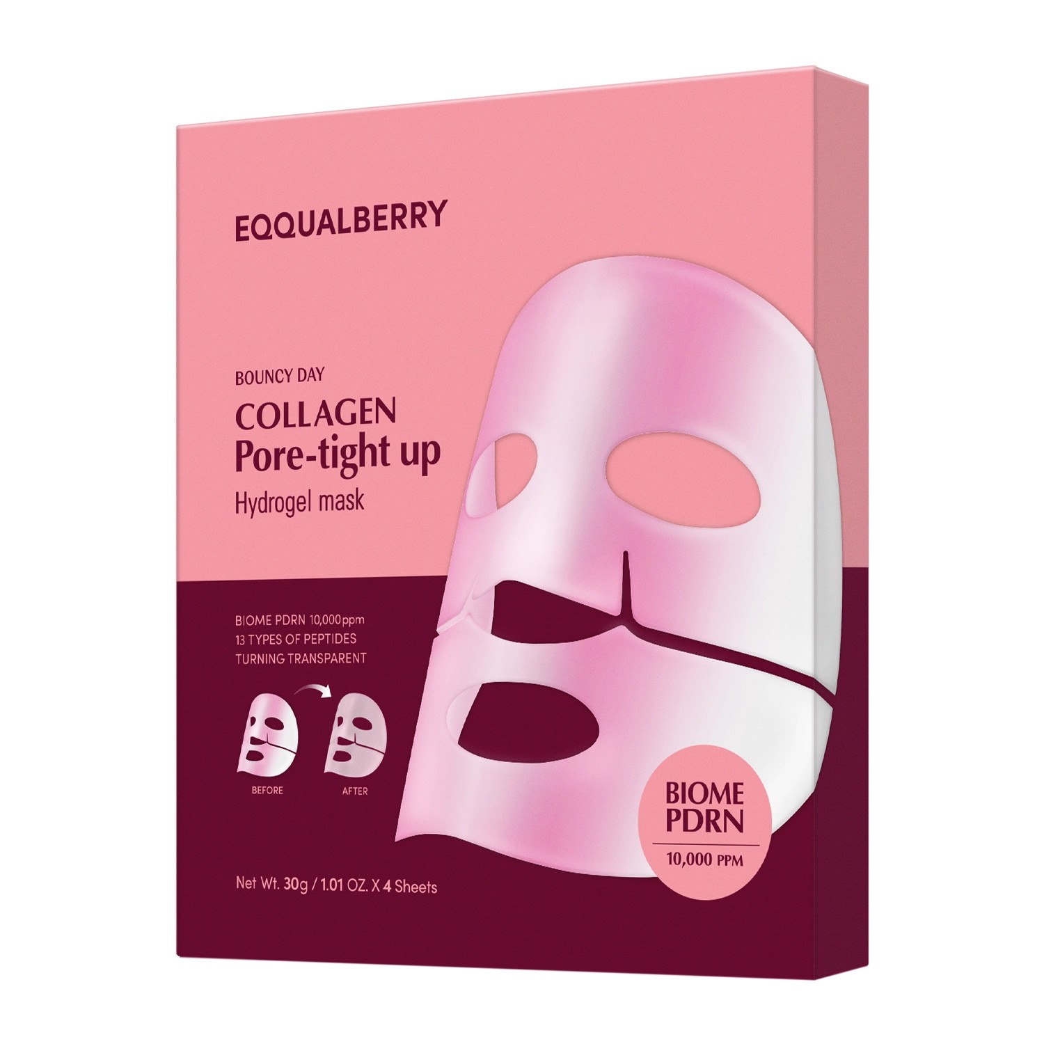 Eqqualberry Collagen Pore-Tightening Up Hydrogel Mask Set 4x30g