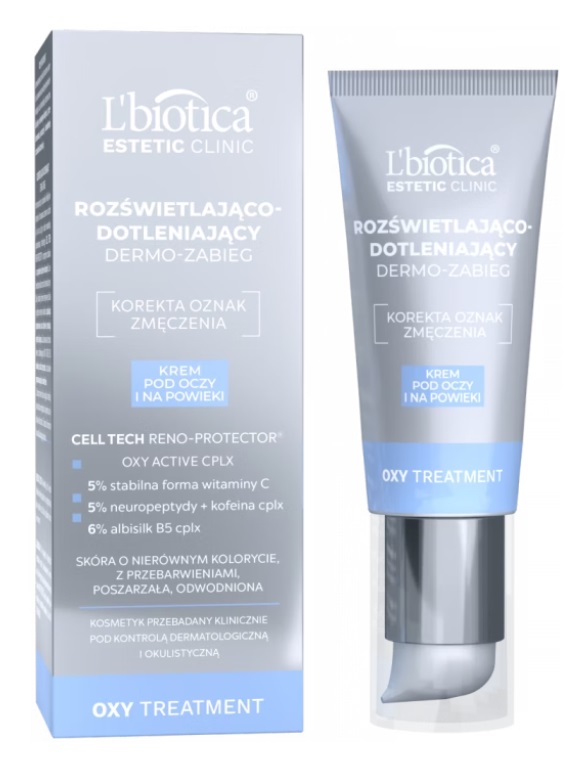 L'biotica Estetic Clinic Oxy Treatment Cremă de ochi iluminantă și oxigenantă Dermo Treatment 15ml Scurtă expirare 30.04.2026r