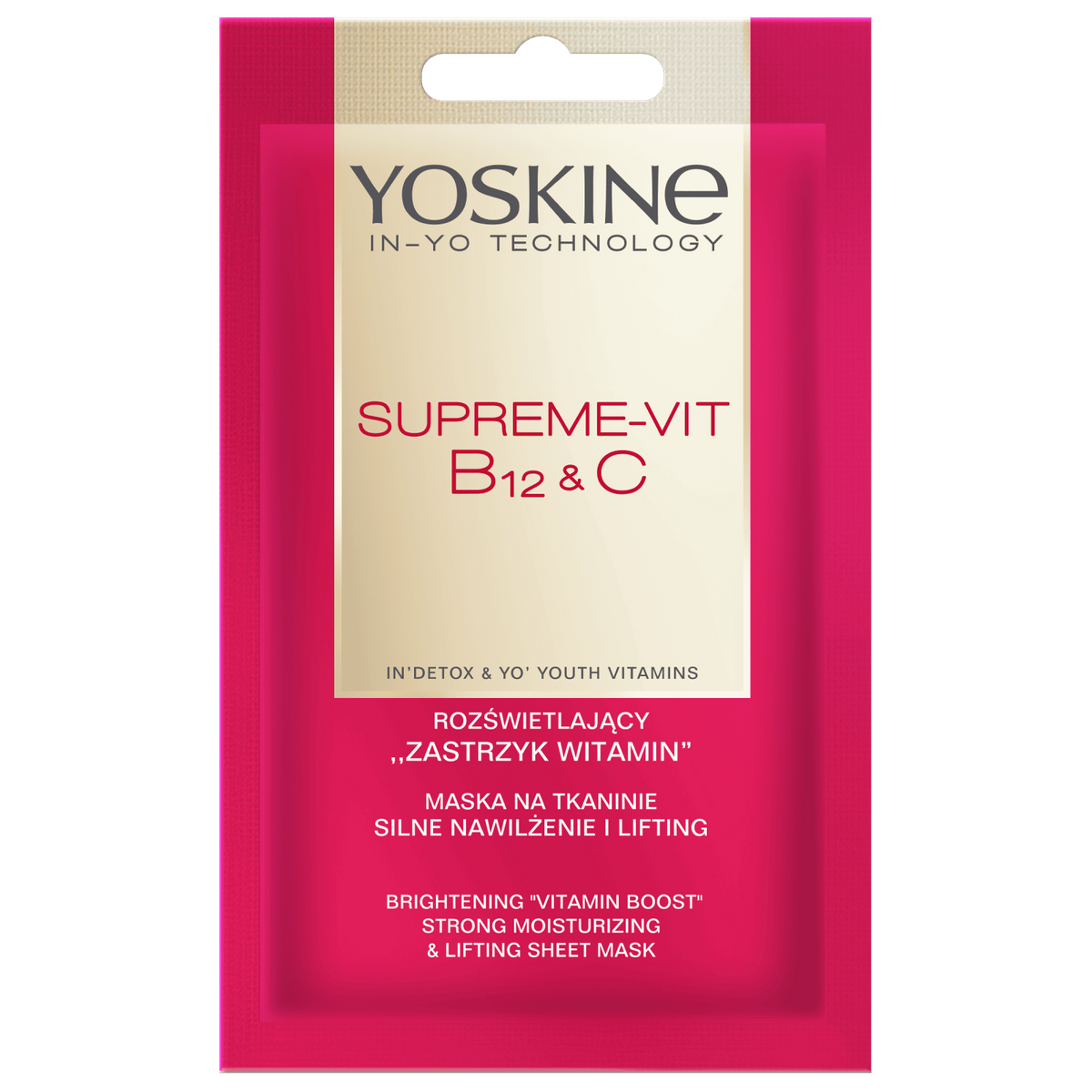 YOSKINE Supreme-Vit B12 & C Fabric Mask pentru hidratare puternică și lifting 20ml