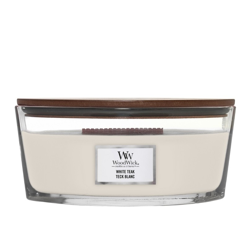 WoodWick lumânare mare Ellipse White Teak