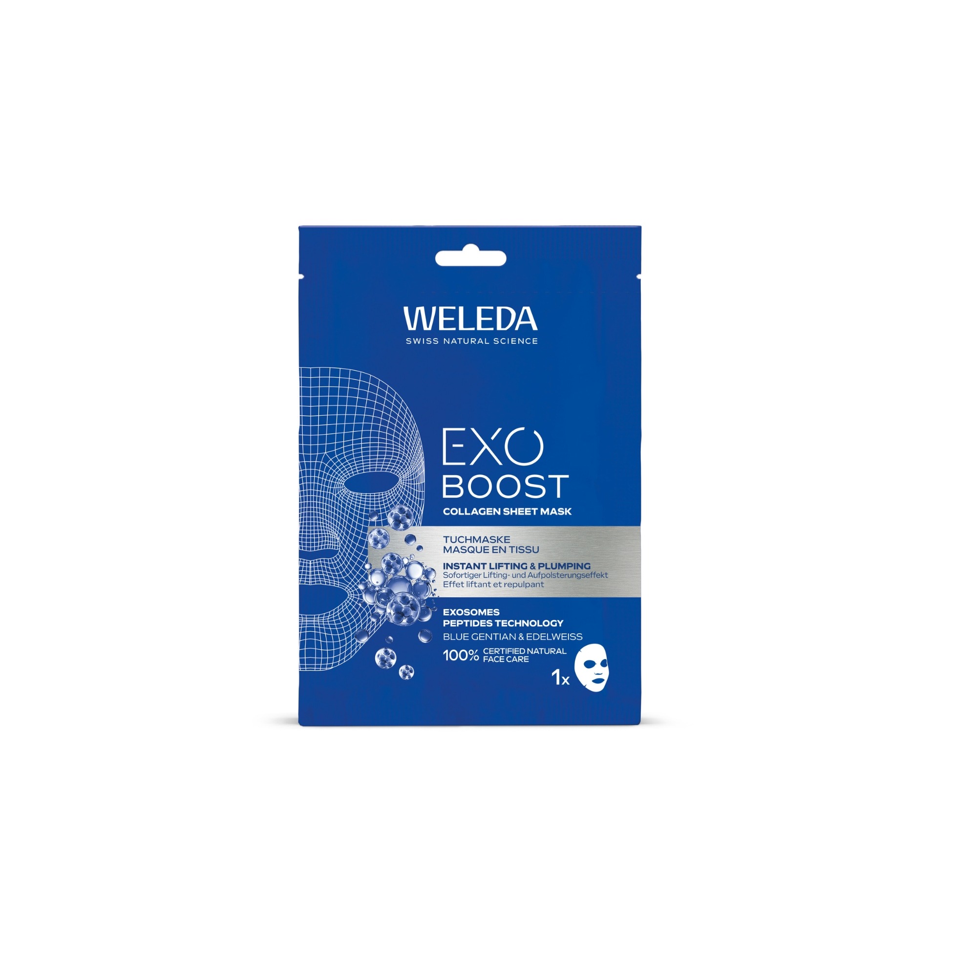 Weleda Exo Boost Collagen Sheet Mask cu Bitterroot de vară și Edelweiss 20ml