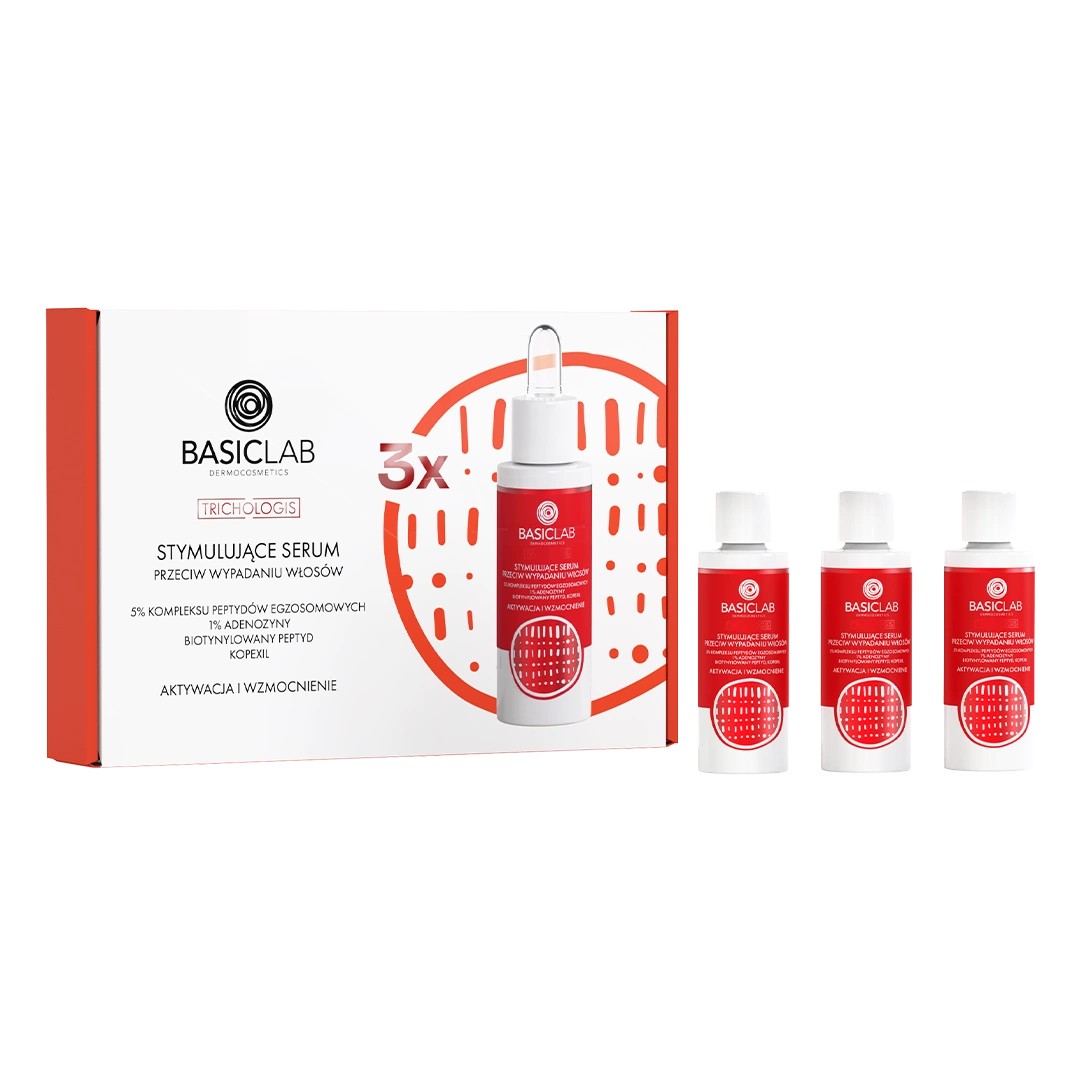 BasicLab Trichologis Set 3x Stimularea activării și întăririi serului anti-pierdere a părului 3x30ml