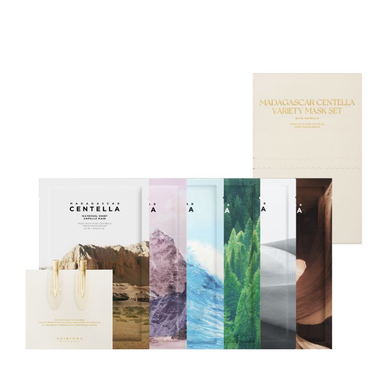 Skin1004 Madagascar Centella Variety Mask Set Face Mask Sheet + Hair Clips