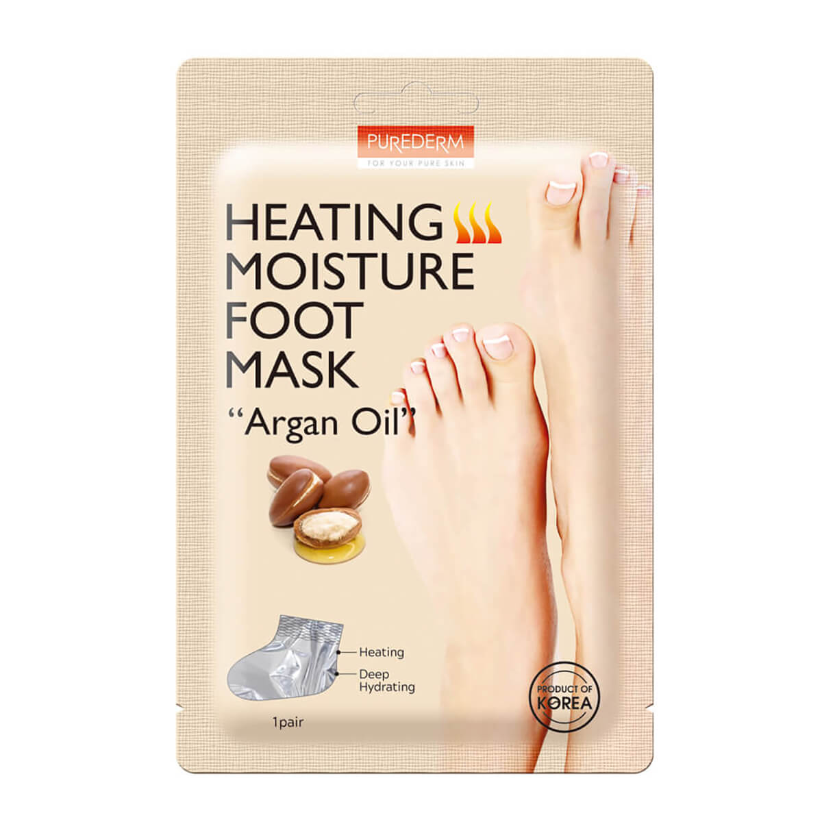 Purederm Warming Foot Mask cu ulei de argan 2x17g