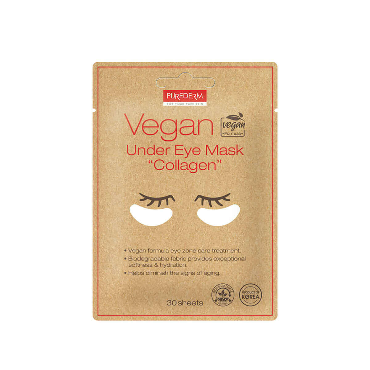 Plasturi pentru ochi Purederm Vegan cu colagen 30 bucăți