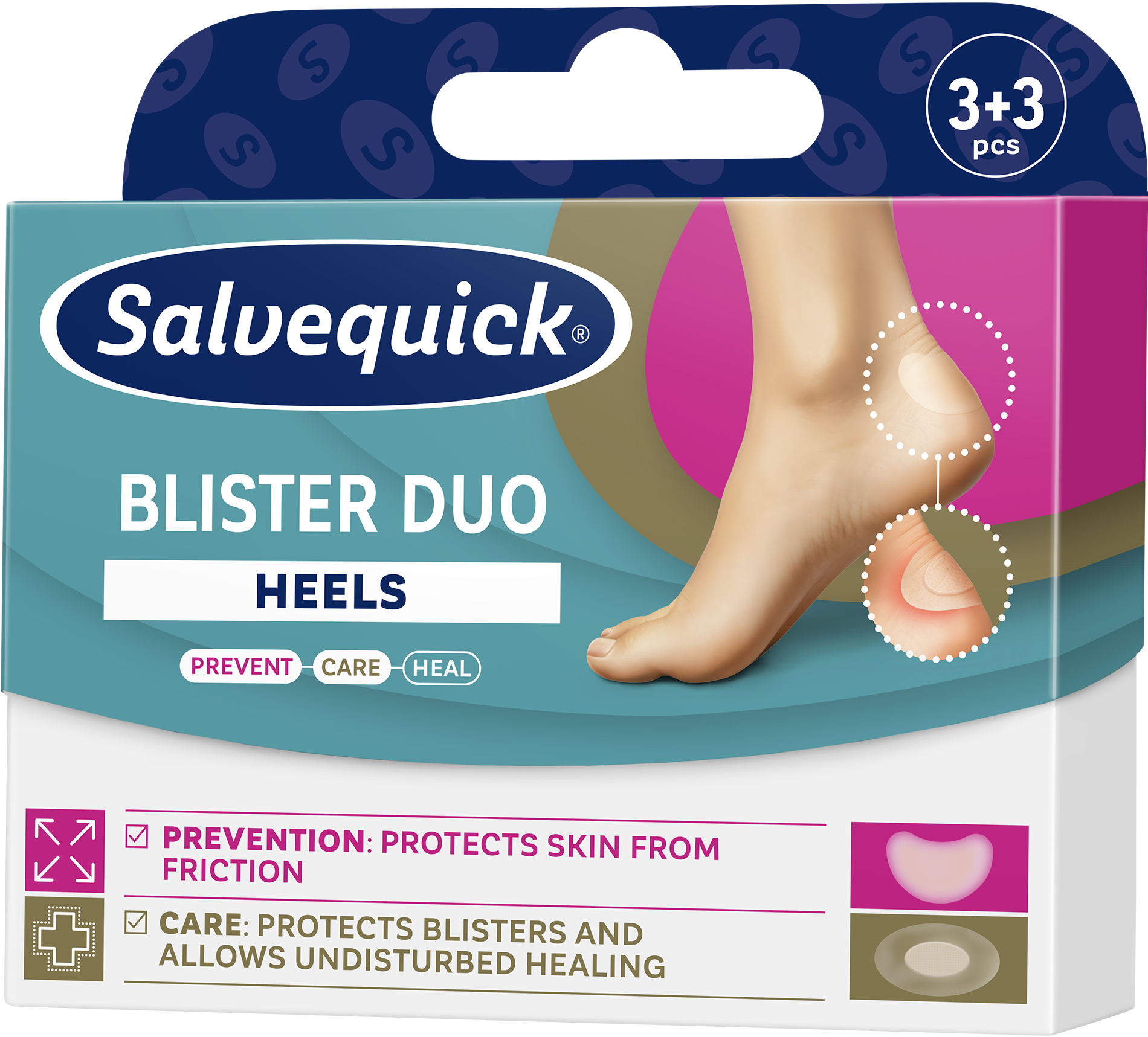 Salvequick Blister Duo Heels Plasturi preventivi și protectori pentru bășici 6 bucăți