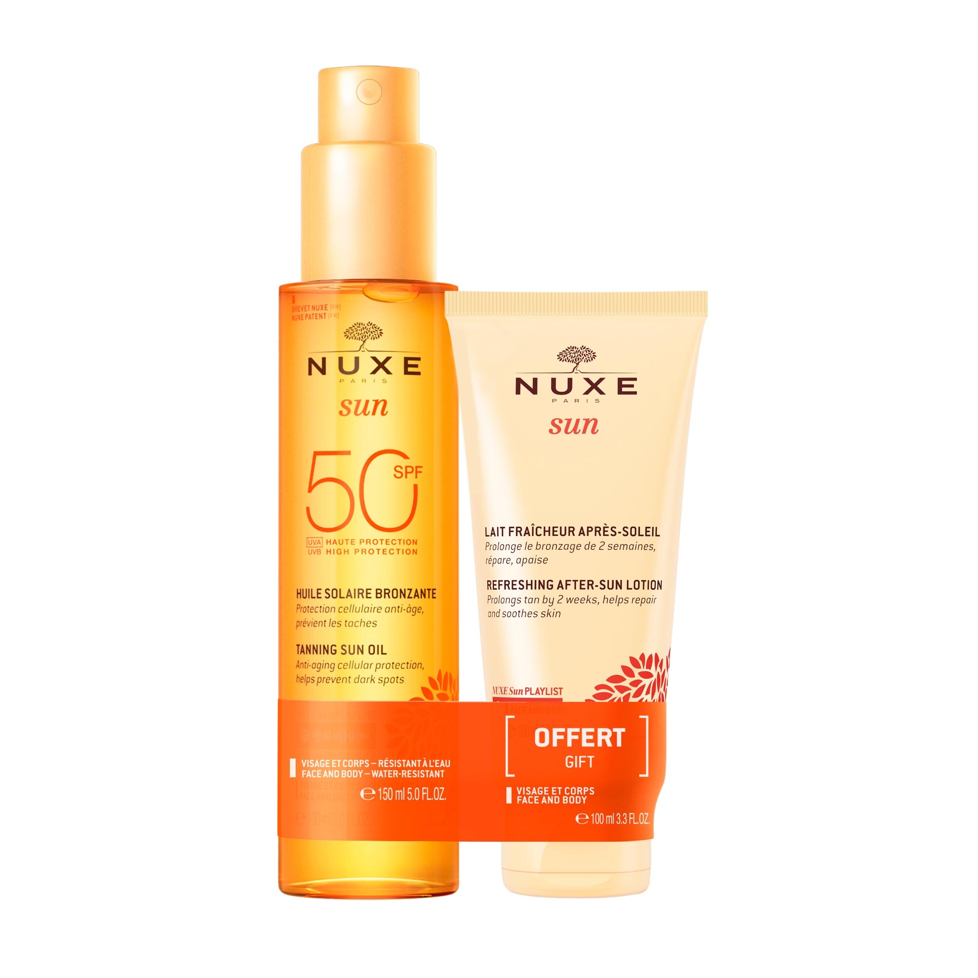 NUXE Sun Set Loțiune pentru față și corp cu SPF50 + Loțiune după plajă