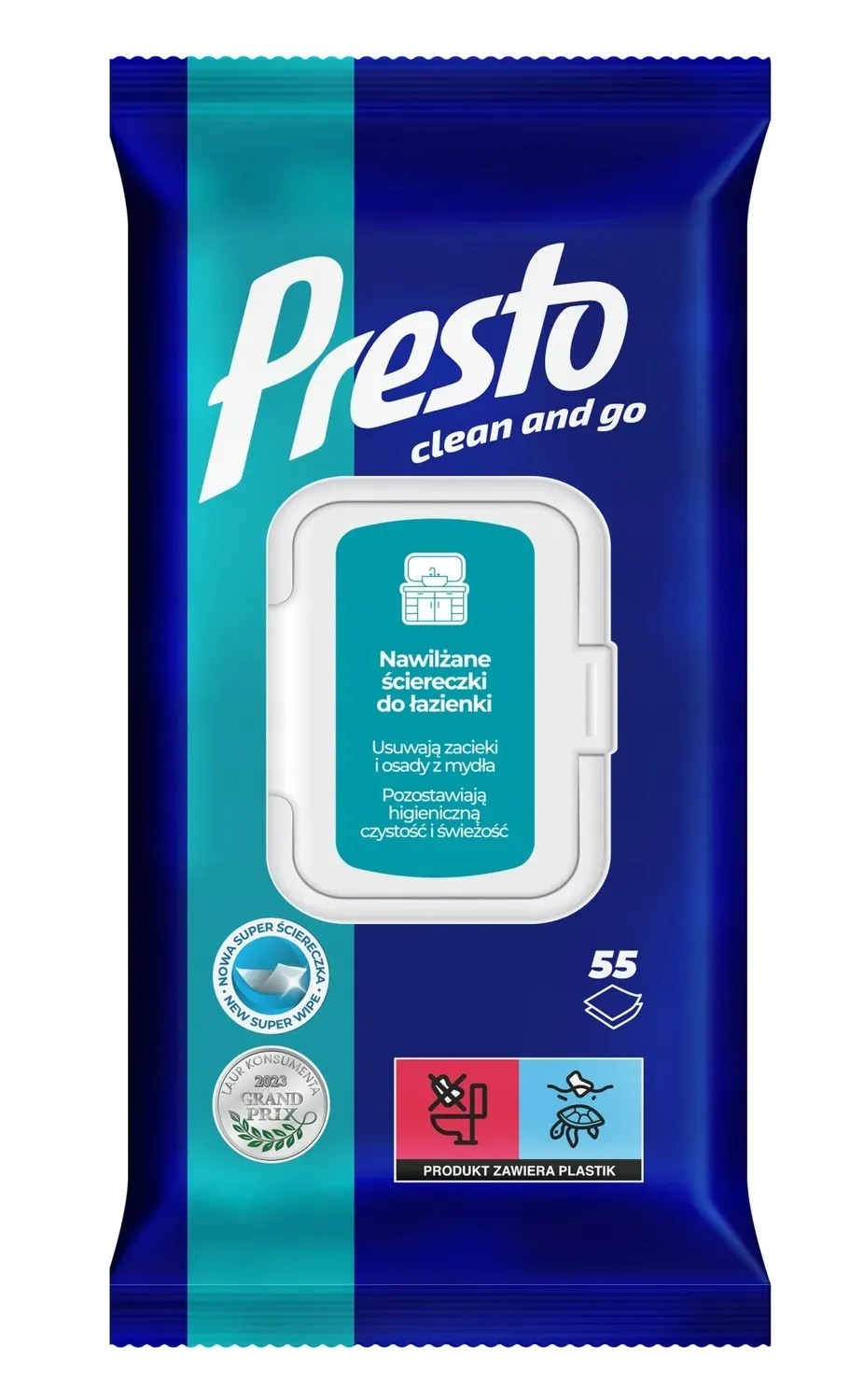 Presto Clean and Go Șervețele umede pentru baie 55 buc