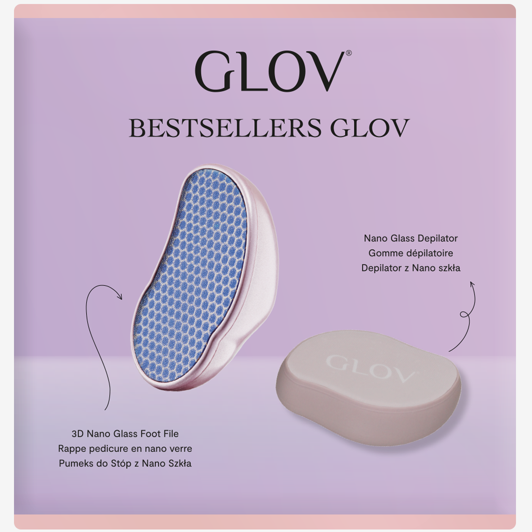 GLOV Cele mai bine vândute Scrubber cu piatră ponce pentru picioare + Set de depilator Nano Glass