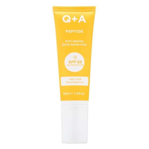 Q+A Protecție solară anti-îmbătrânire cu peptide și filtru SPF50 50ml