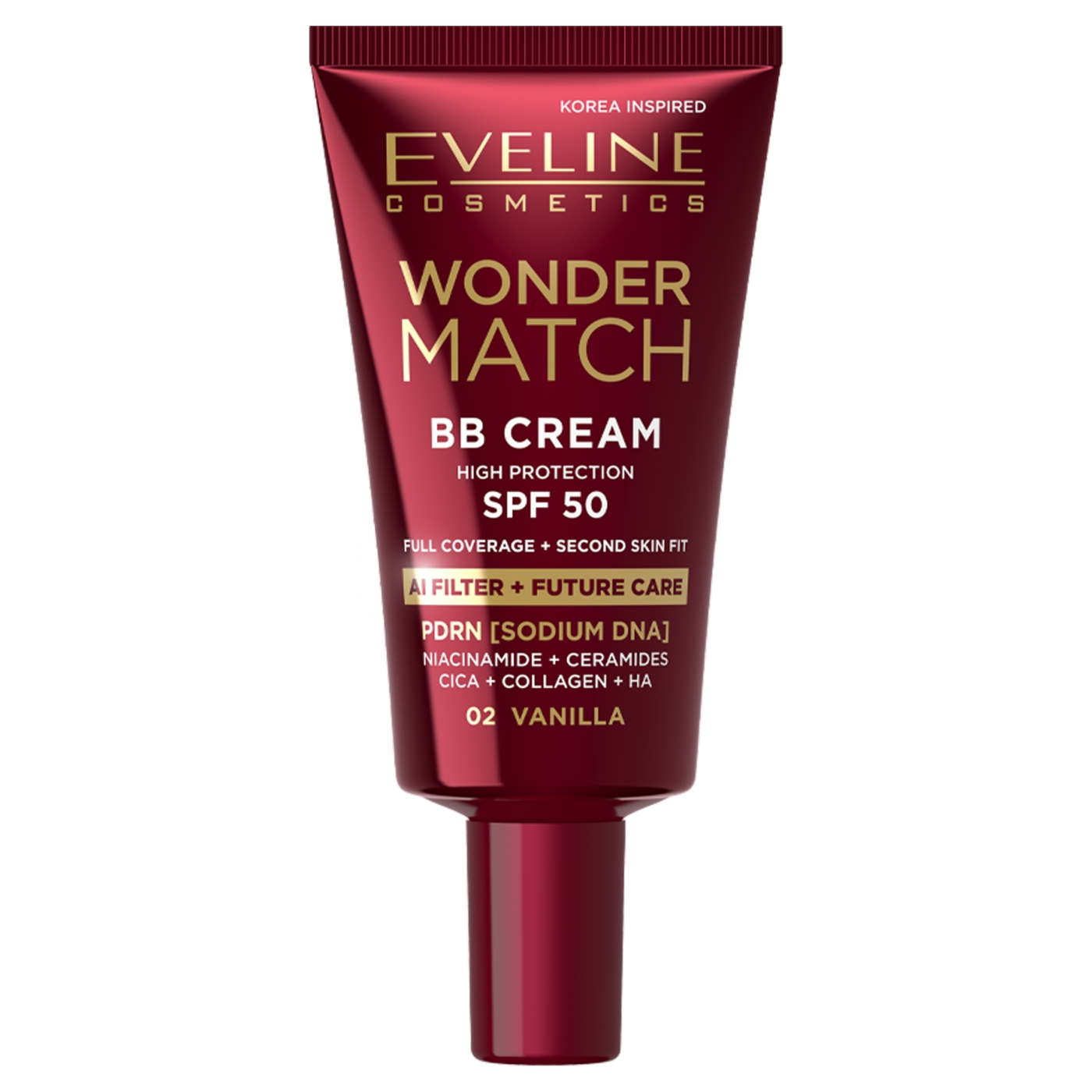 Eveline Wonder Match BB Cream cu filtru SPF50 02 Vanilie