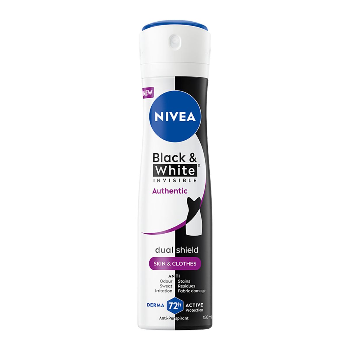 NIVEA Black&White Invisible Authentic Spray antiperspirant 72h 150ml