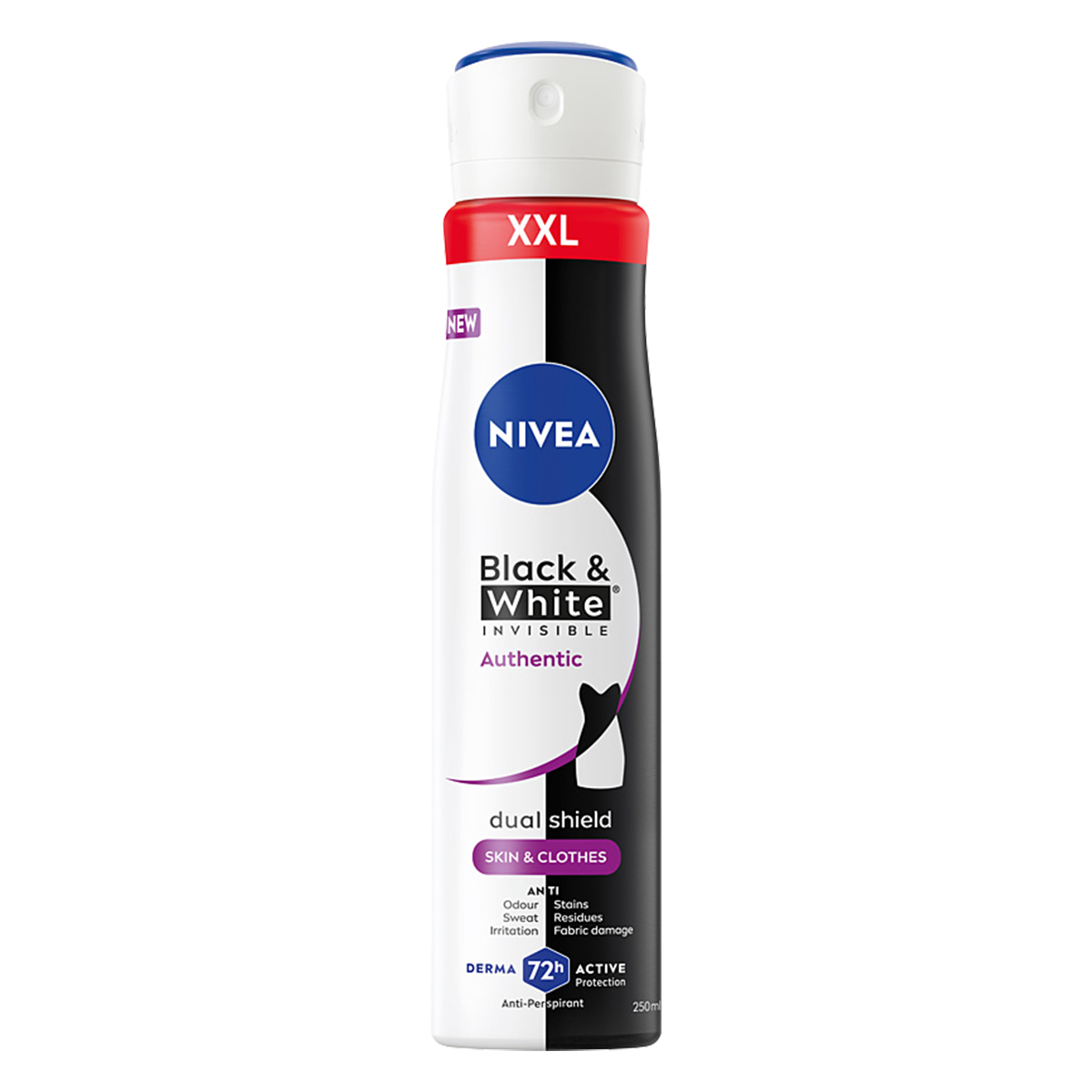 NIVEA Black&White Invisible Authentic Spray antiperspirant 72h 250ml