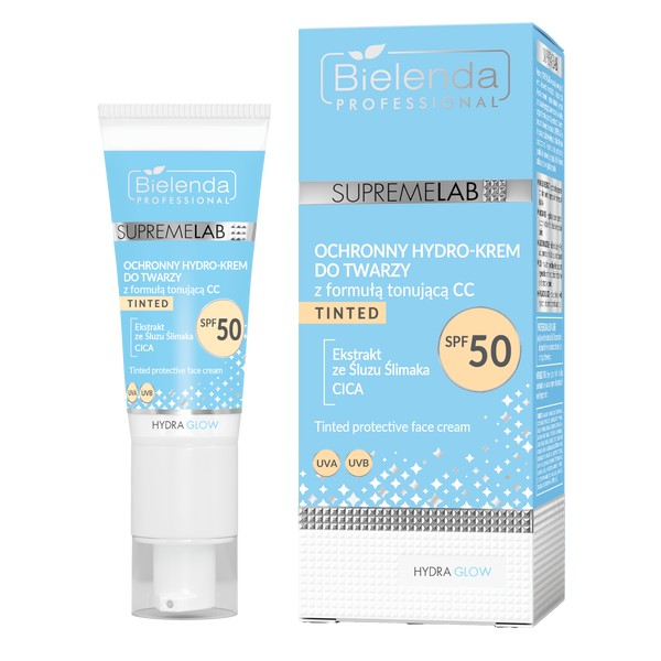Bielenda Professional Hydra Glow Protective Hydro-Facial Cream cu Toning Formula CC și filtru SPF50 40ml