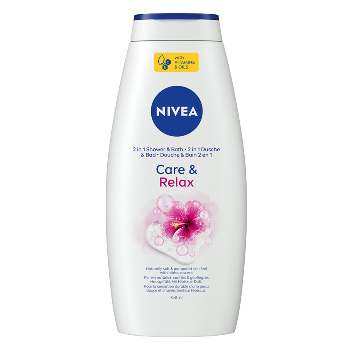 Gel de duș NIVEA Care & Relax cu aromă de hibiscus 750ml