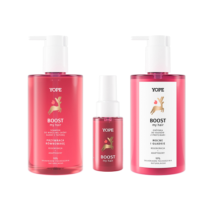 Set șampon + balsam + ser pentru vârfuri YOPE Boost