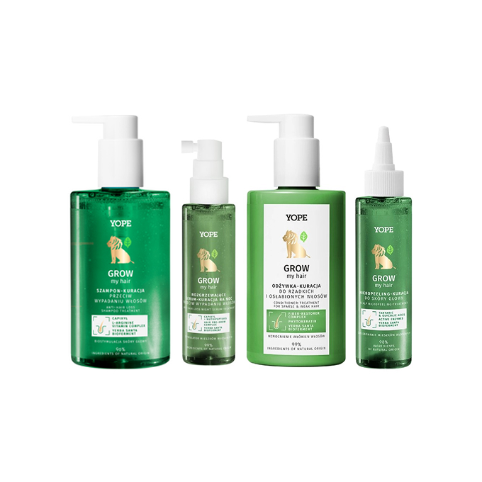 Yope Grow My Hair Kit Balsam + Șampon + Ser de încălzire-Cure + Micropeeling Tratament