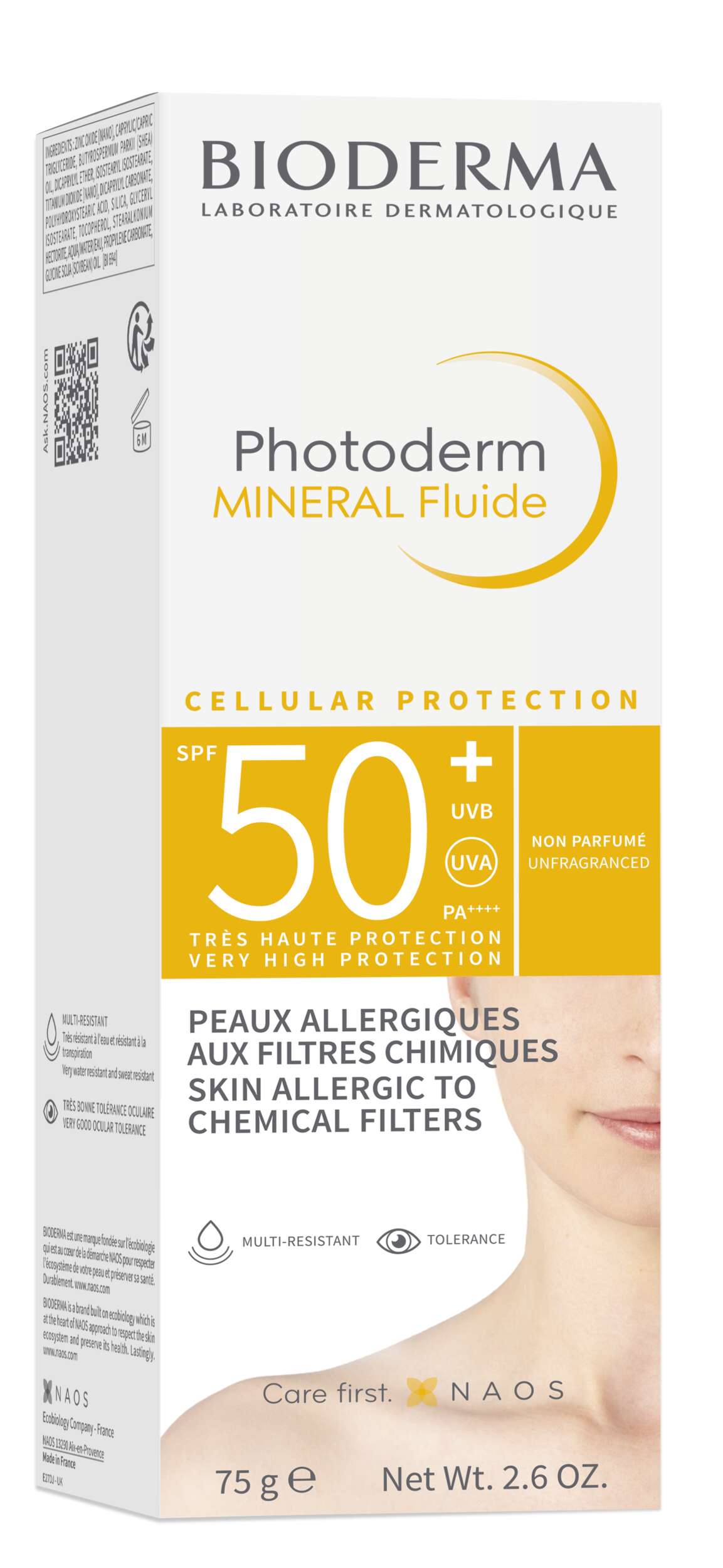 Bioderma Photoderm Mineral Fluid pentru piele sensibilă și alergică cu SPF50+ 75g