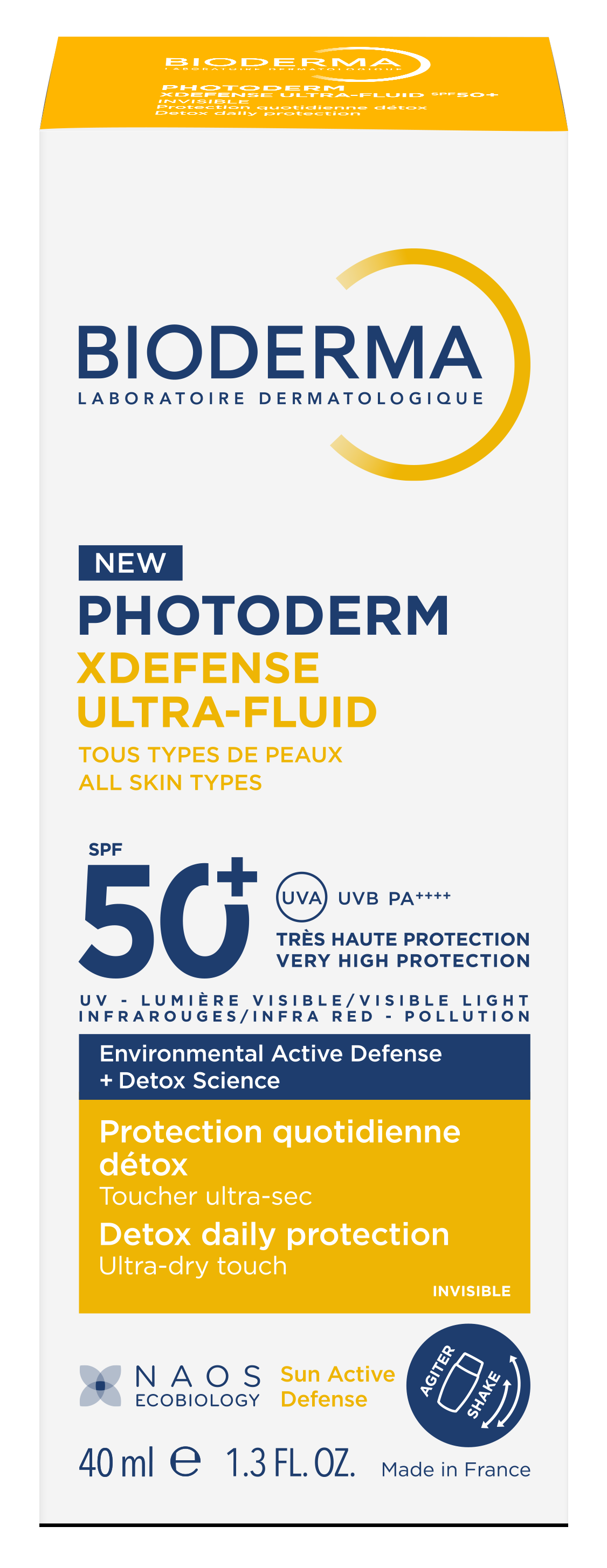 Bioderma Photoderm Xdefense Ultra-Fluid Fluid protector ultra-ușor cu SPF50+ Protecție solară detoxifiantă Transparentă 40ml