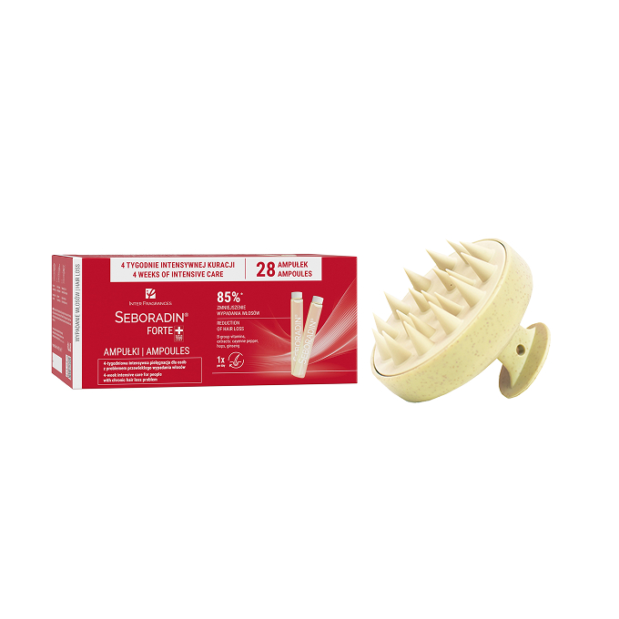 Set Seboradin Forte Hair Ampoules Duo Pack 28x5.5ml + myBuddy Head Skin Massager Brush Beige