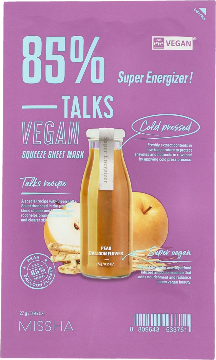 Missha Talks Vegan Super Energizer Nourishing and Illuminating Sheet Mask