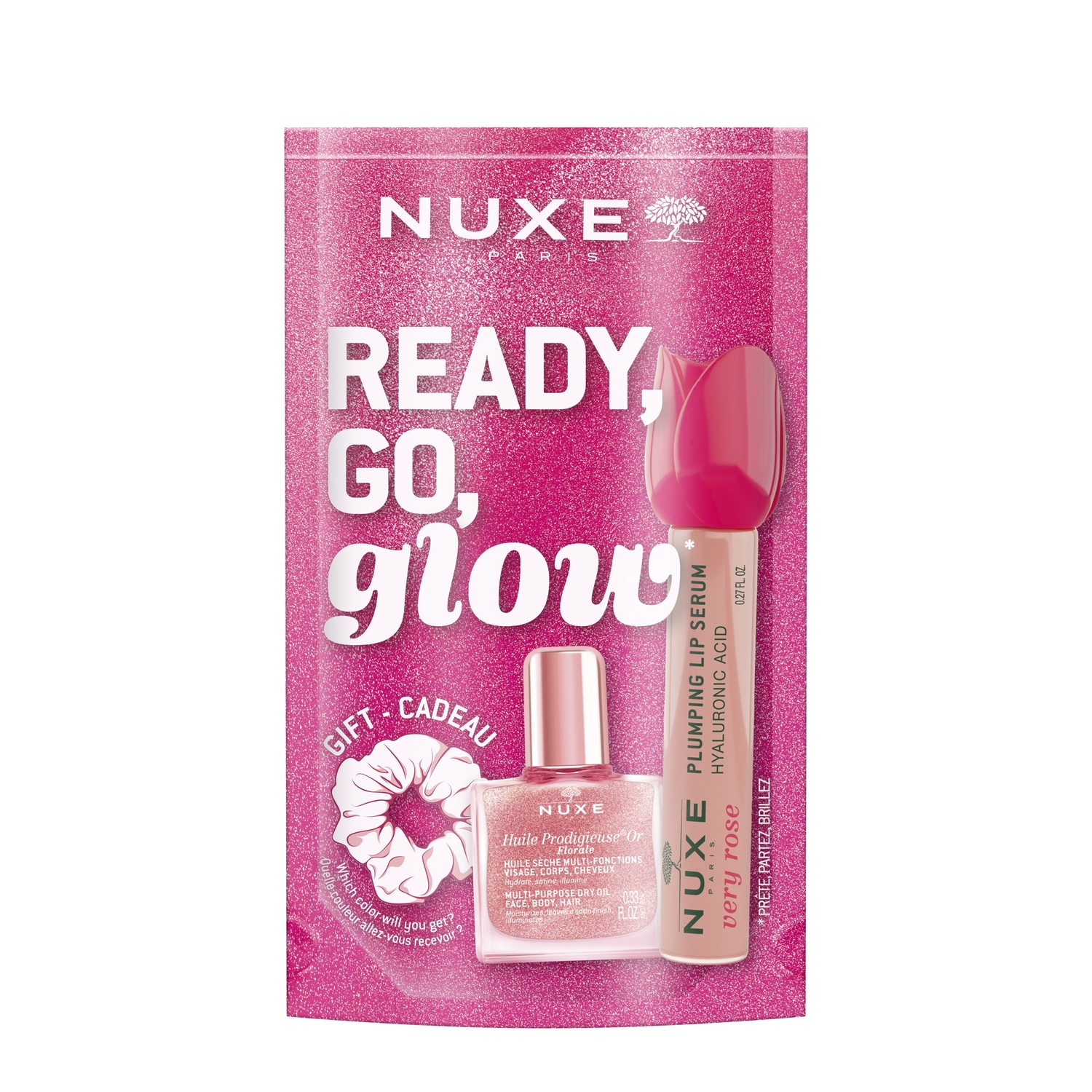 NUXE Ready Go Glow Set Ulei uscat + Ser de buze + Ștergător de păr