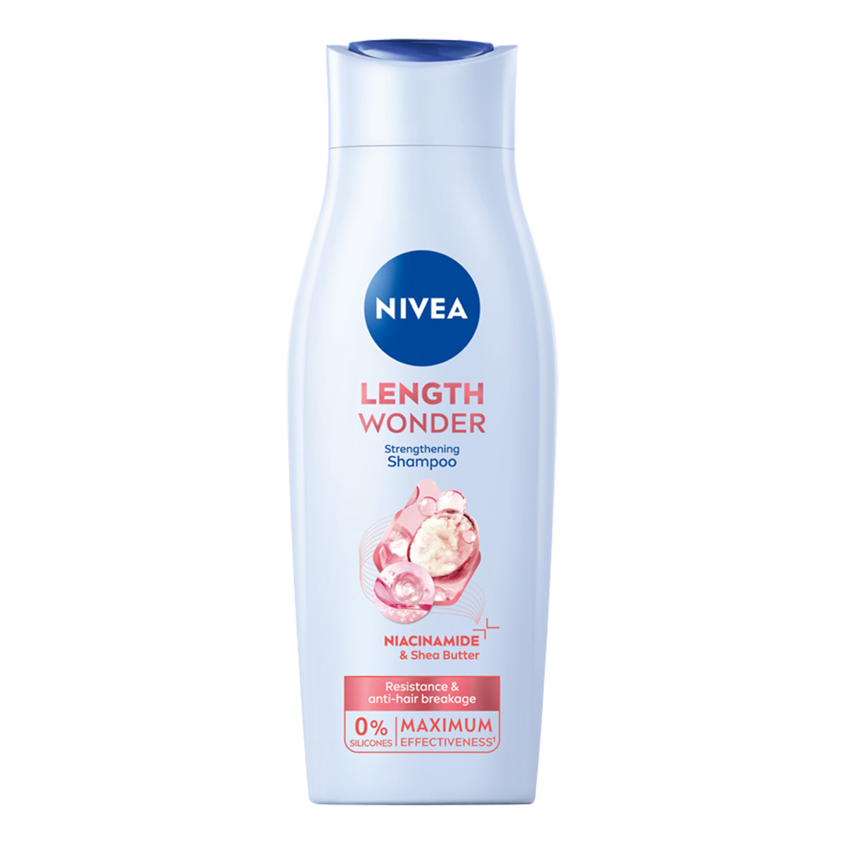 NIVEA Length Wonder Șampon de întărire a părului cu Niacinamidă și unt de Shea 400ml