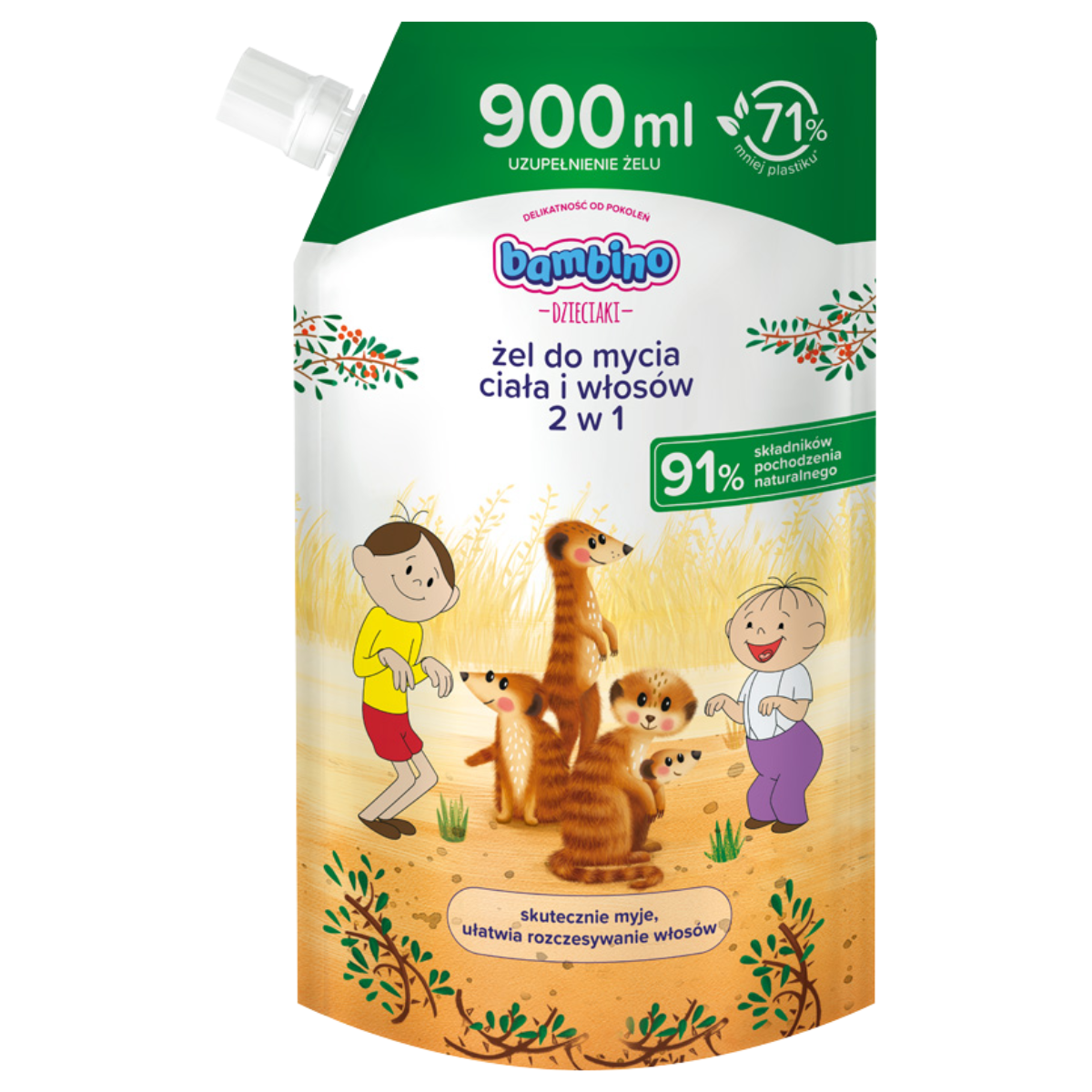 Bambino Kids Gel de spălare pentru corp și păr 2 în 1 Reîncărcare 900ml
