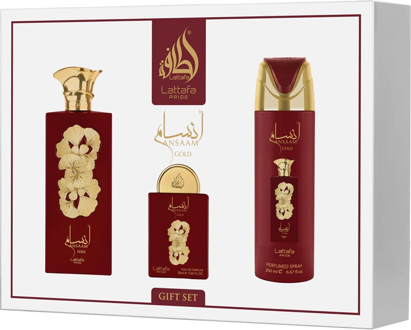 LATTAFA Pride Ansaam Gold Set pentru femei Eau de Parfum parfumată 100ml+20ml + Deodorant + Atomizor