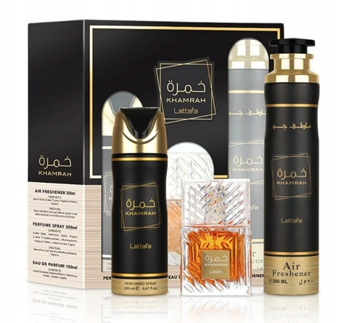 LATTAFA Khamrah Unisex Set apă de parfum + deodorant + odorizant
