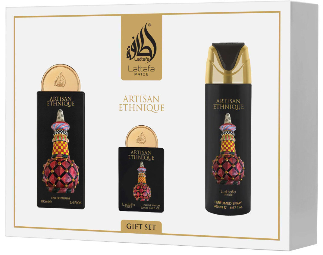 LATTAFA Pride Artisan Ethnique Unisex Set Apă de Parfum Parfumată 100ml+20ml + Deodorant + Atomizor