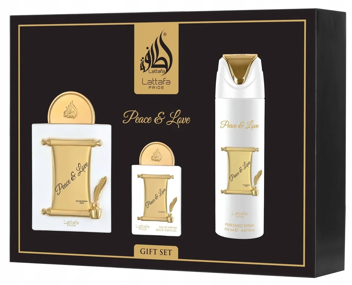 LATTAFA Pride Peace &amp; Love Unisex Set Apă de Parfum 100ml+20ml + Deodorant + Atomizor