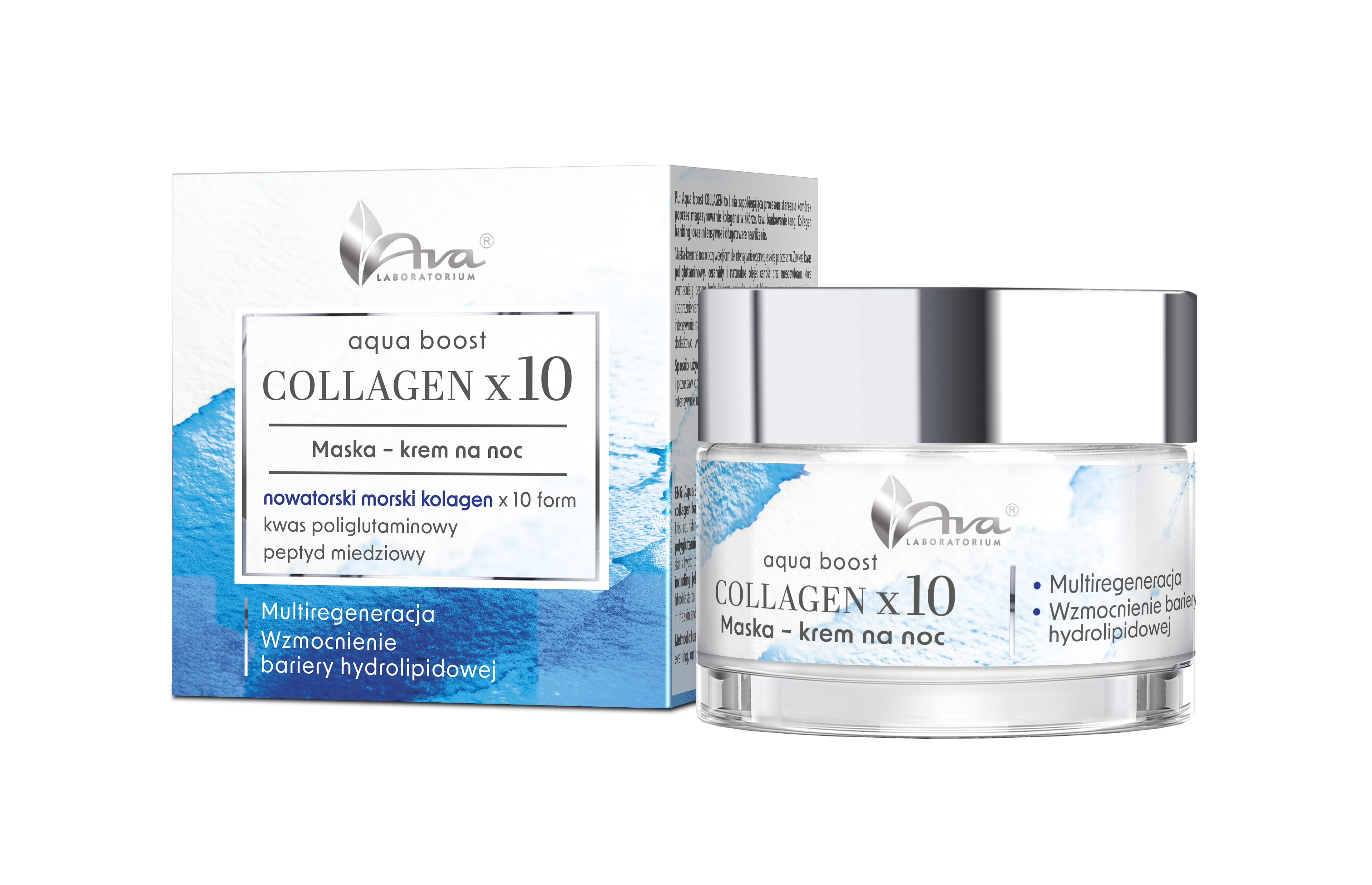 AVA Aqua Boost Colagen x10 Mască cremă de noapte 50ml
