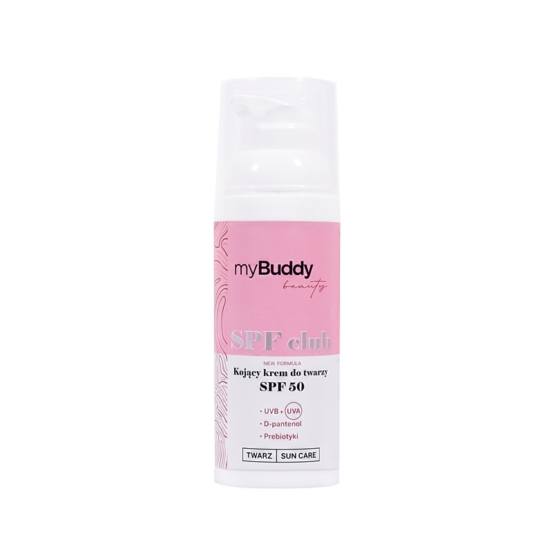 myBuddy SPF club Cremă calmantă SPF50 pentru față și sub ochi UVA+UVB 50ml