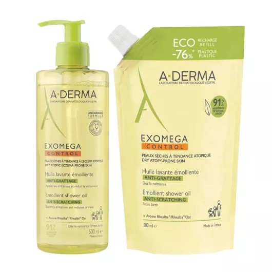 A-Derma Set Exomega Control Ulei de duș emolient 2x500ml