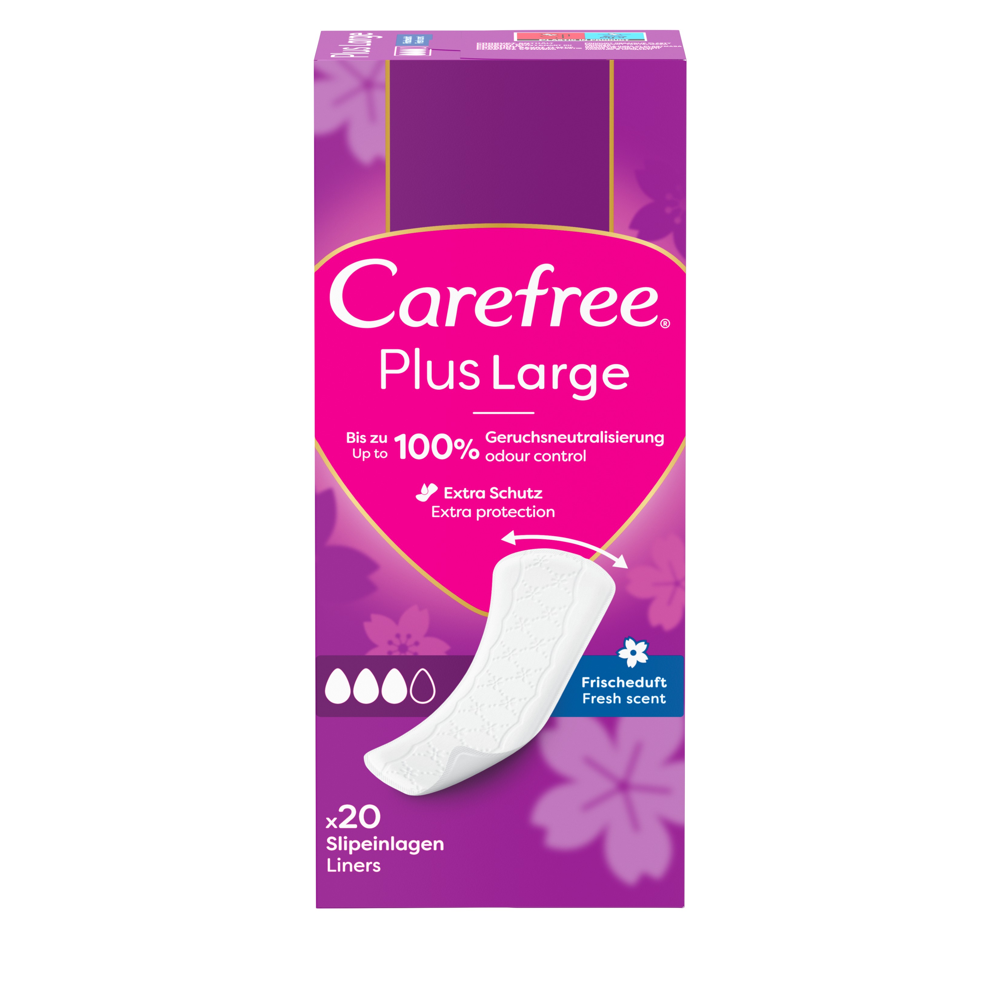 Carefree Plus Tampoane sanitare mari cu parfum proaspăt 20 buc