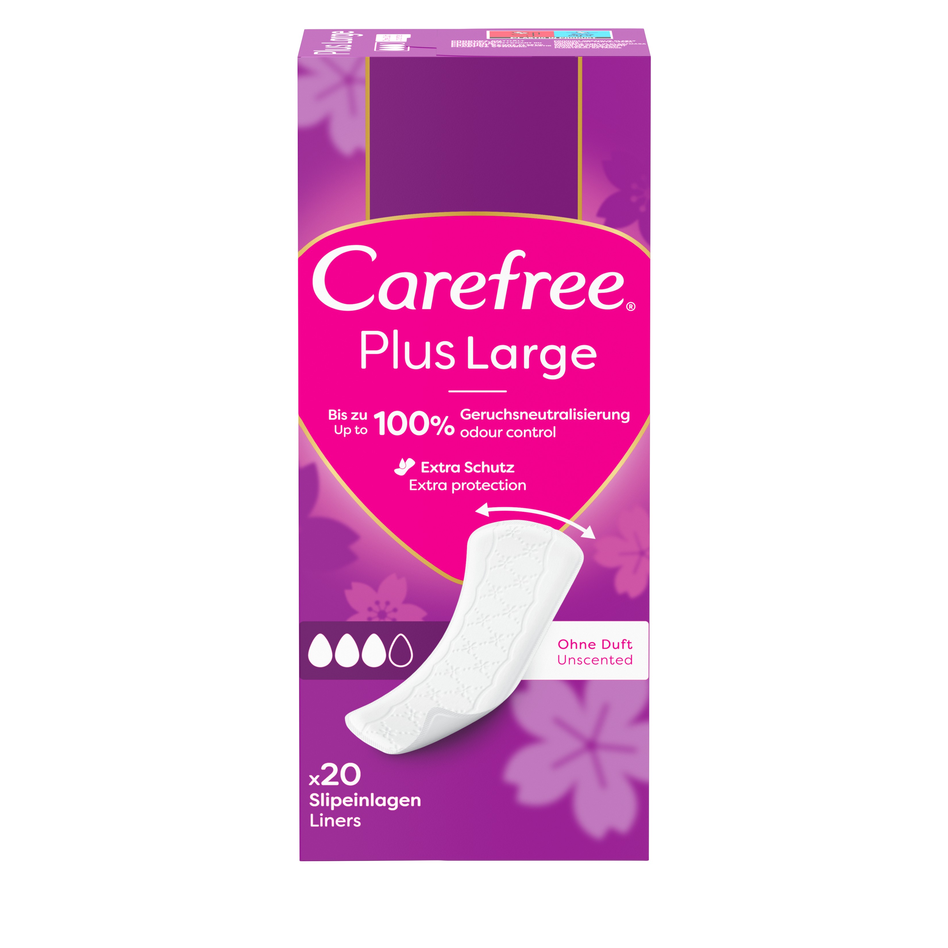 Carefree Plus Inserții sanitare mari neparfumate 20 buc