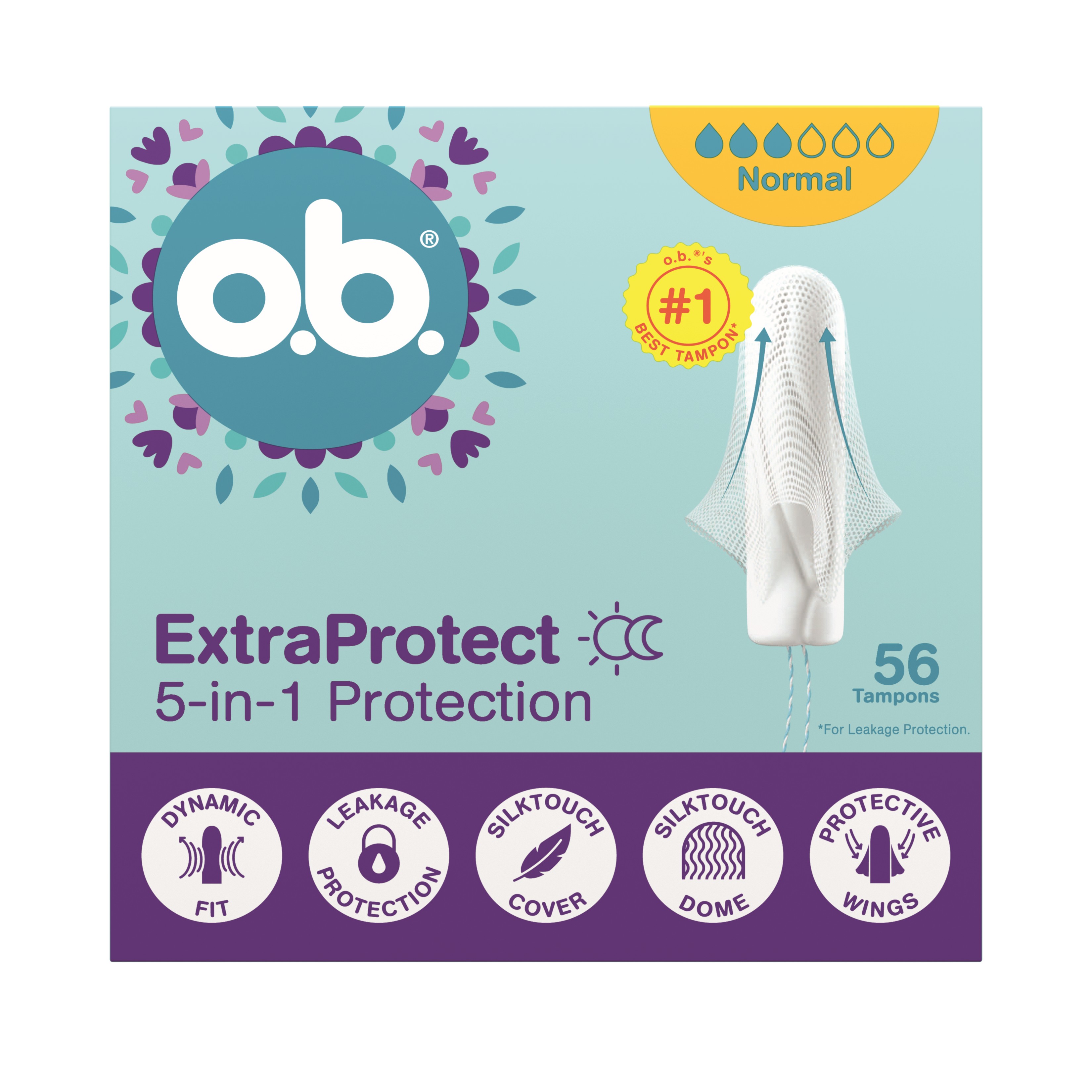 o.b. Extra Protect 5in1 Tampoane Normal 56 buc