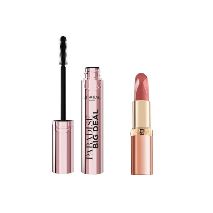 Loreal Mascara Set Paradise Big Deal Black + Ruj Color Riche Insolent 173 Impertine