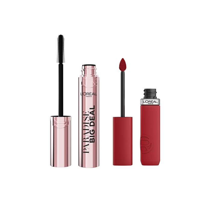 Loreal Set de rimel Paradise Big Deal Black + ruj Matte Resistance 425 Afterwork Drink