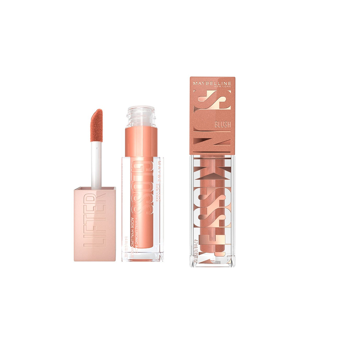 Maybelline Lifter Gloss Lip Gloss Set 007 Amber + Sunkisser Liquid Blush 08 Shades On