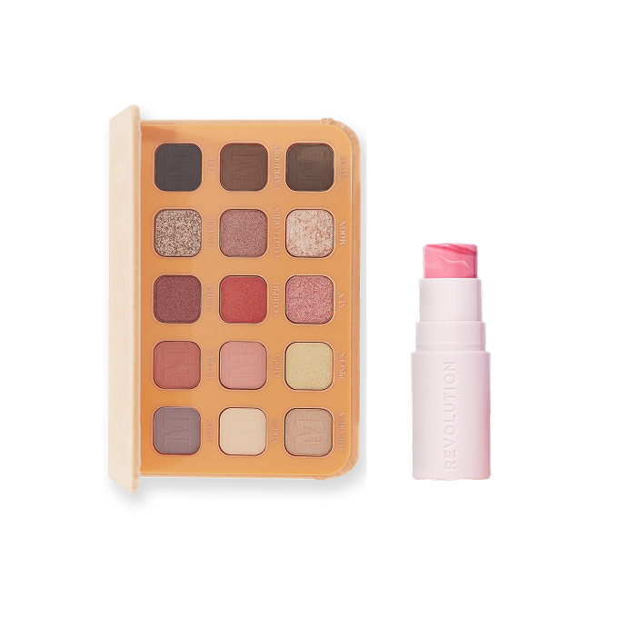 Makeup Revolution Set Maffashion My Beauty Diary Paletă de umbre 2.0 + Silk Blush Stick Pinched Light Pink