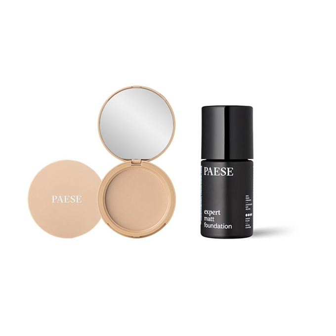 PAESE Mattifying Primer Set Expert Matt 500W Bej deschis + pudră matifiantă cu ulei de argan 1