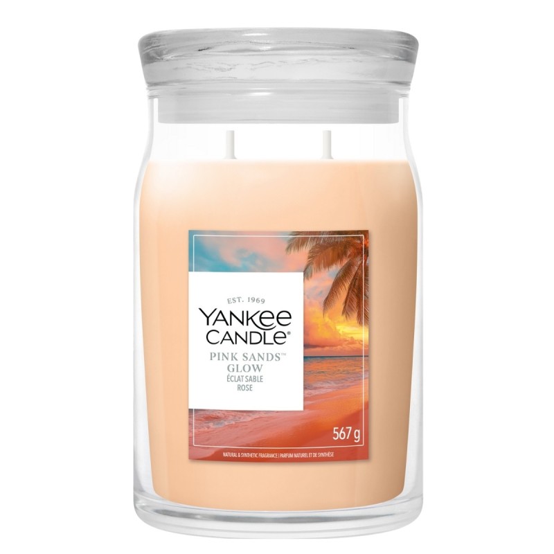 Yankee Candle Semnătură lumânare într-un borcan mare cu două fitiluri Pink Sands Glow