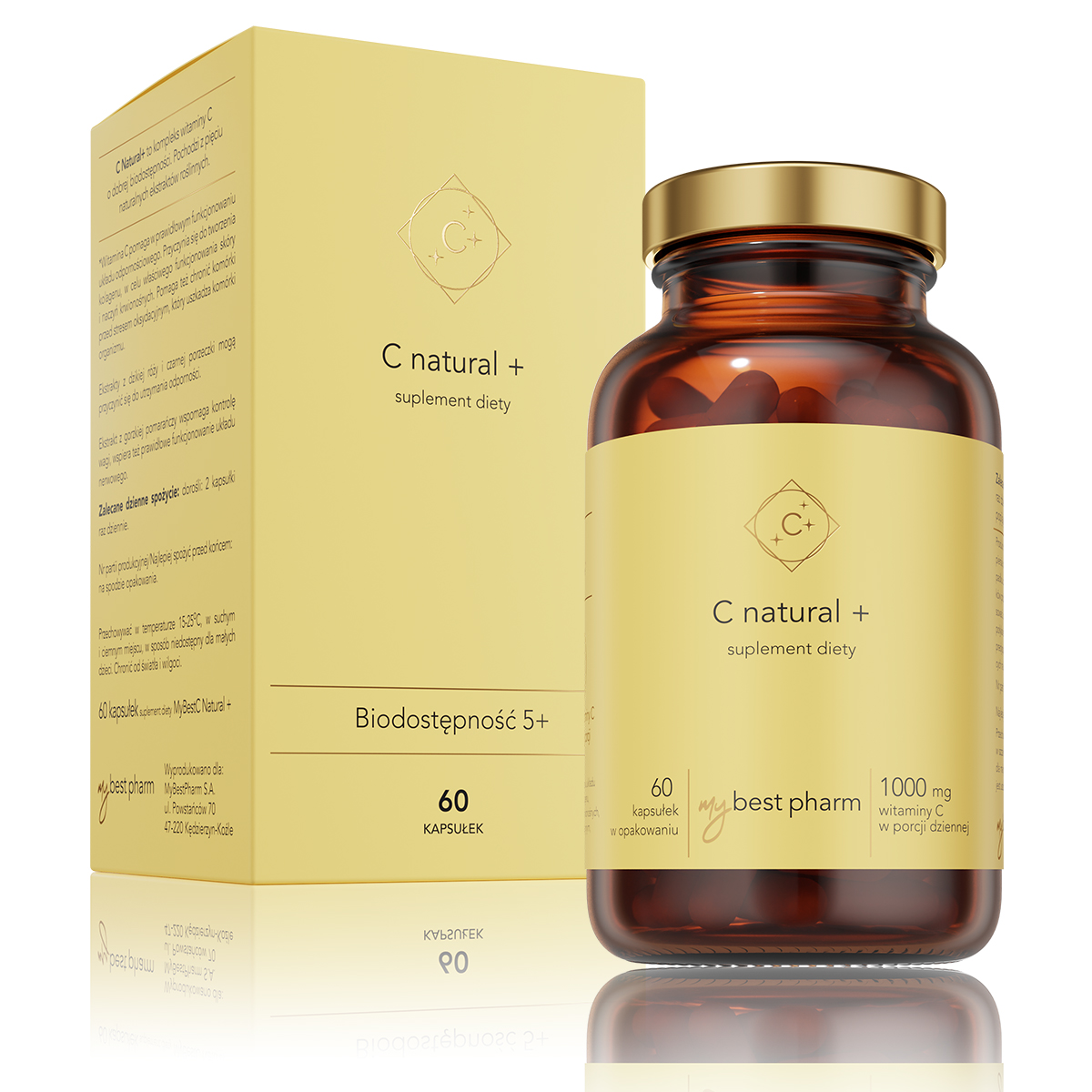 MyBestPharm C Natural+ Supliment alimentar 60 Capsule Scurtă expirare 31.08.2026r